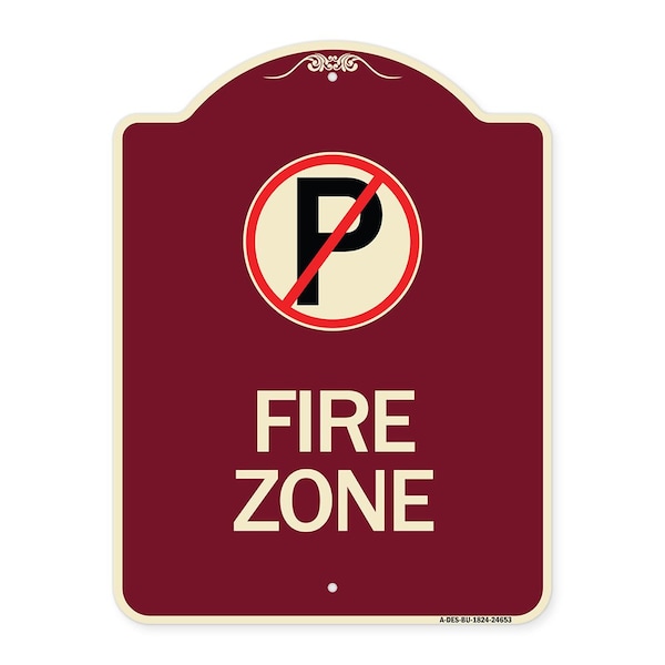 Signmission Designer Series No Parking, Burgundy Heavy-Gauge Aluminum Sign, 24" x 18", BU-1824-24653 A-DES-BU-1824-24653 - main